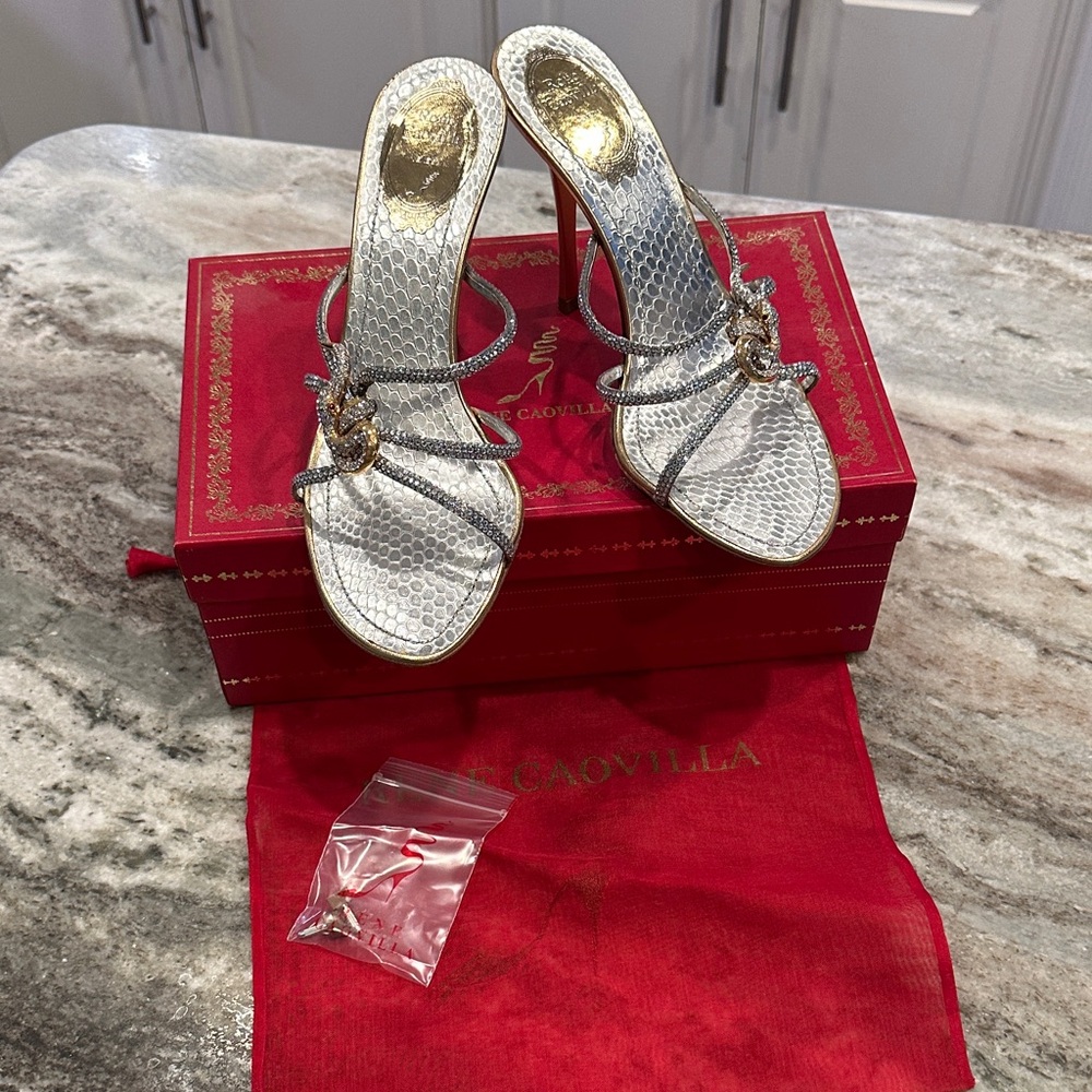 *SOLD* Y2K Rene Caovilla Crystal Snake Slide Sandals – Size 8 – Original Box - Picture 2 of 8